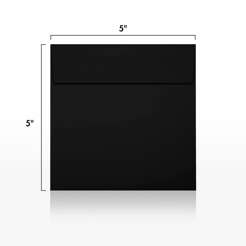 LUXPaper Square Invitation Envelopes | Peel & Press | 5" x 5" | Midnight Black | 80lb. Text | 50 Qty - Image 1